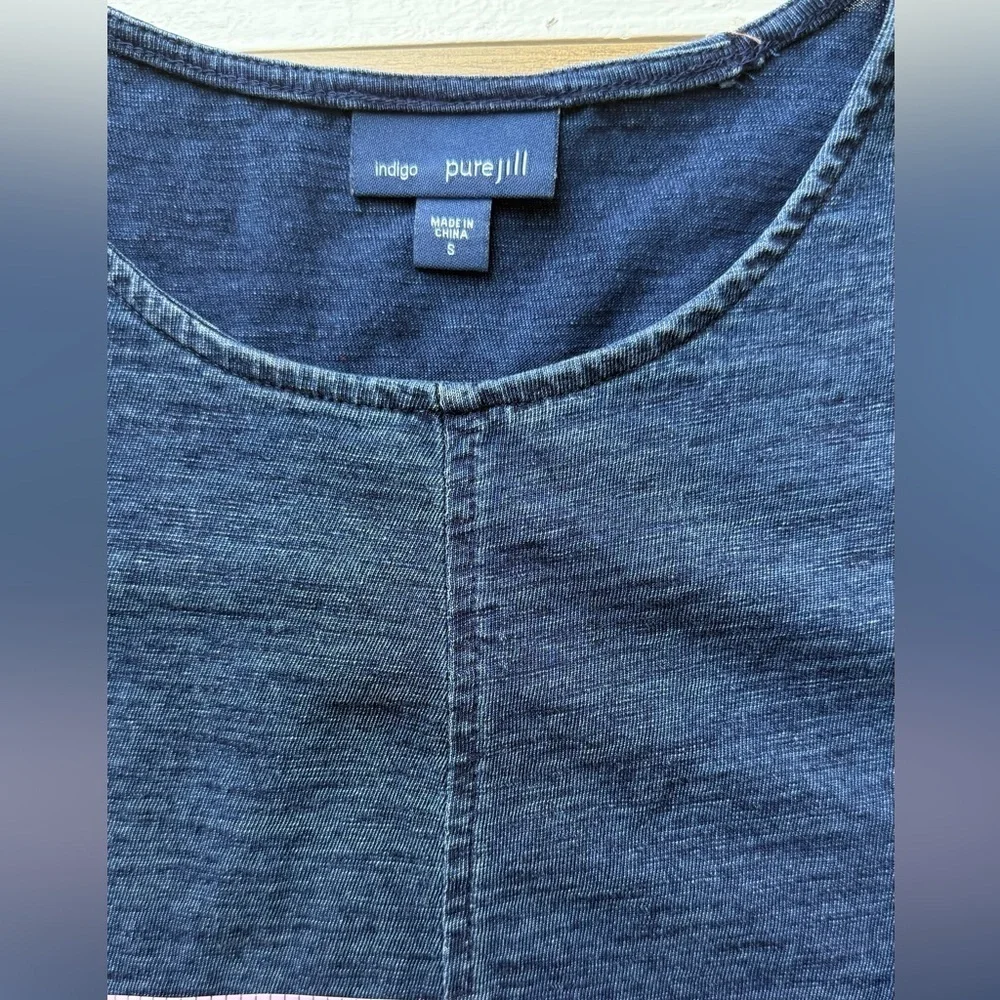 J.Jill Pure Jill Women's Indigo Blue 100% Cotton Sleeveless Tunic Top S - Picture 4 of 6